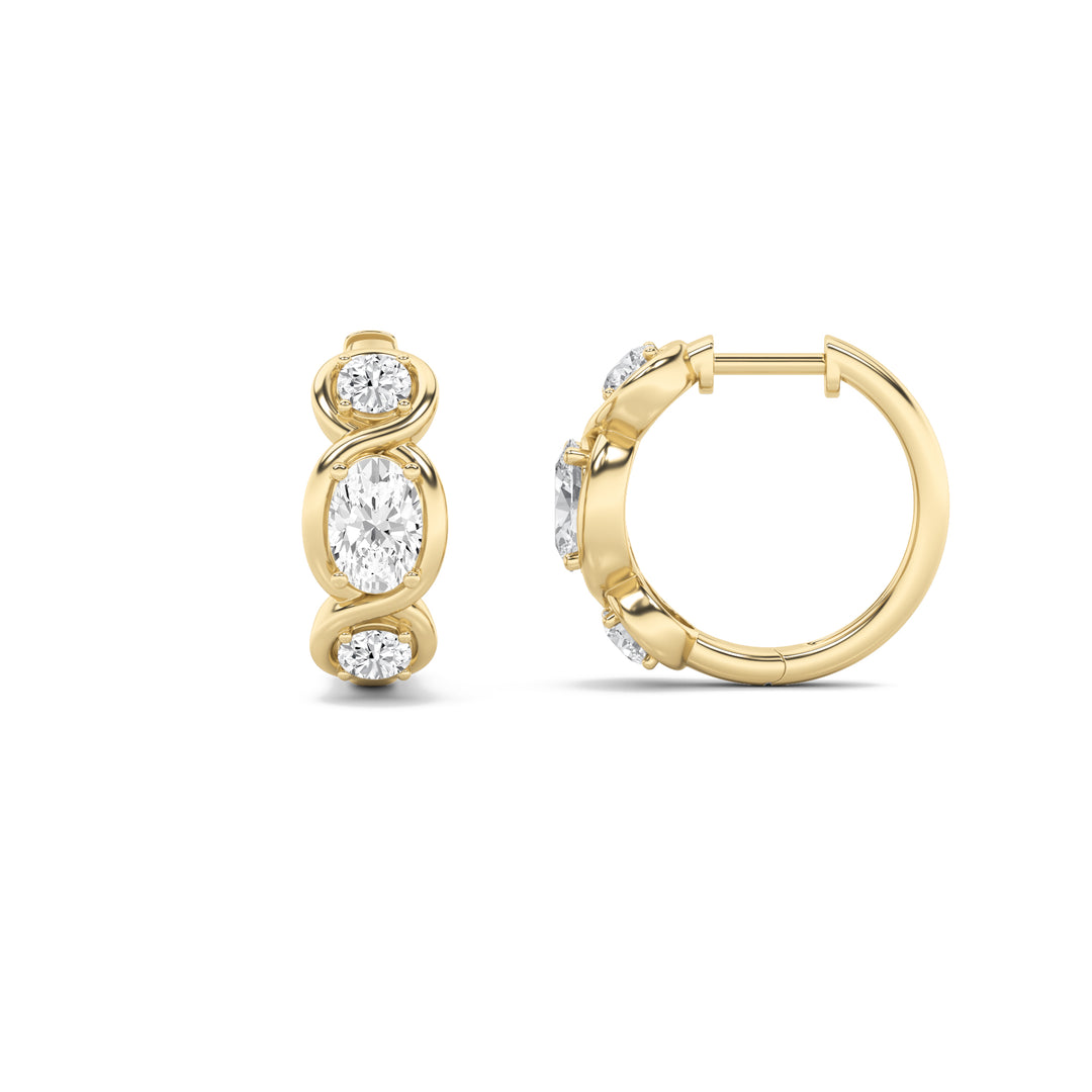 14K Yellow Gold 2.5ctw Lab Diamond Oval Stud Earrings