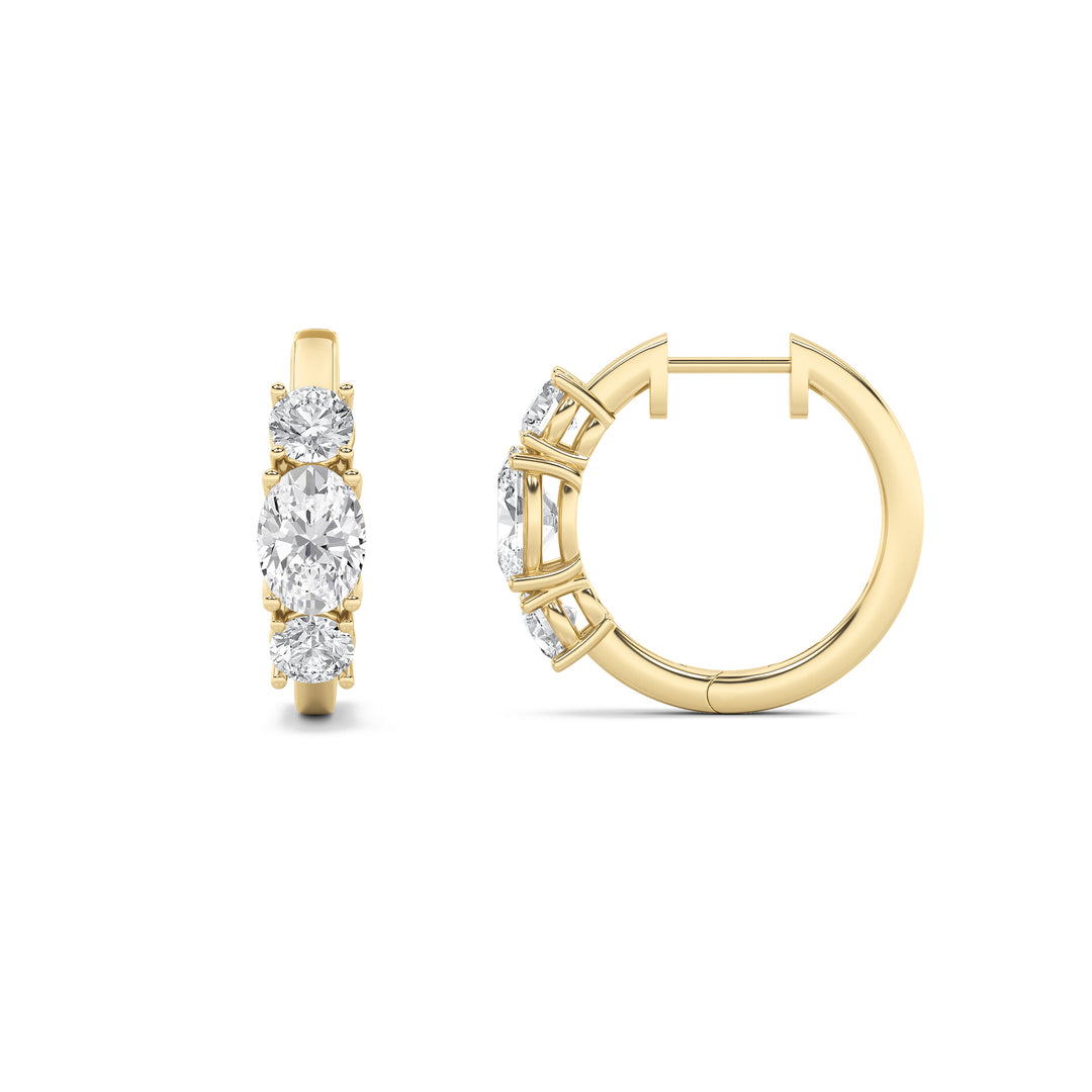 14K Yellow Gold 2.5ctw Lab Diamond Oval Stud Earrings