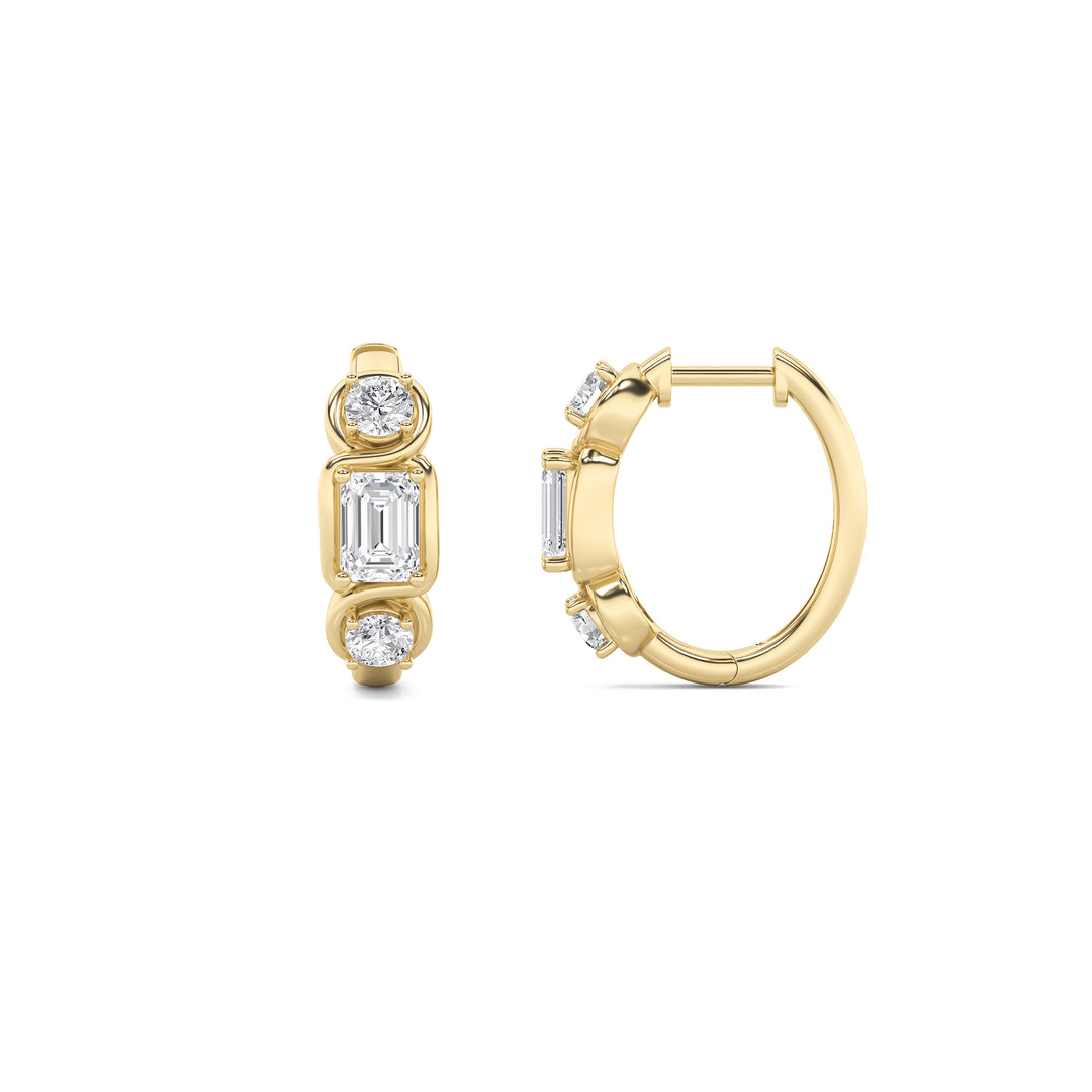 14K Yellow Gold 2.5ctw Lab Diamond Emerald Stud Earrings
