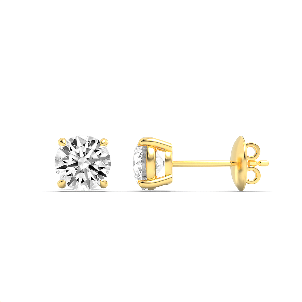 14K Yellow Gold 3ctw F+ Lab Diamond Stud Earrings