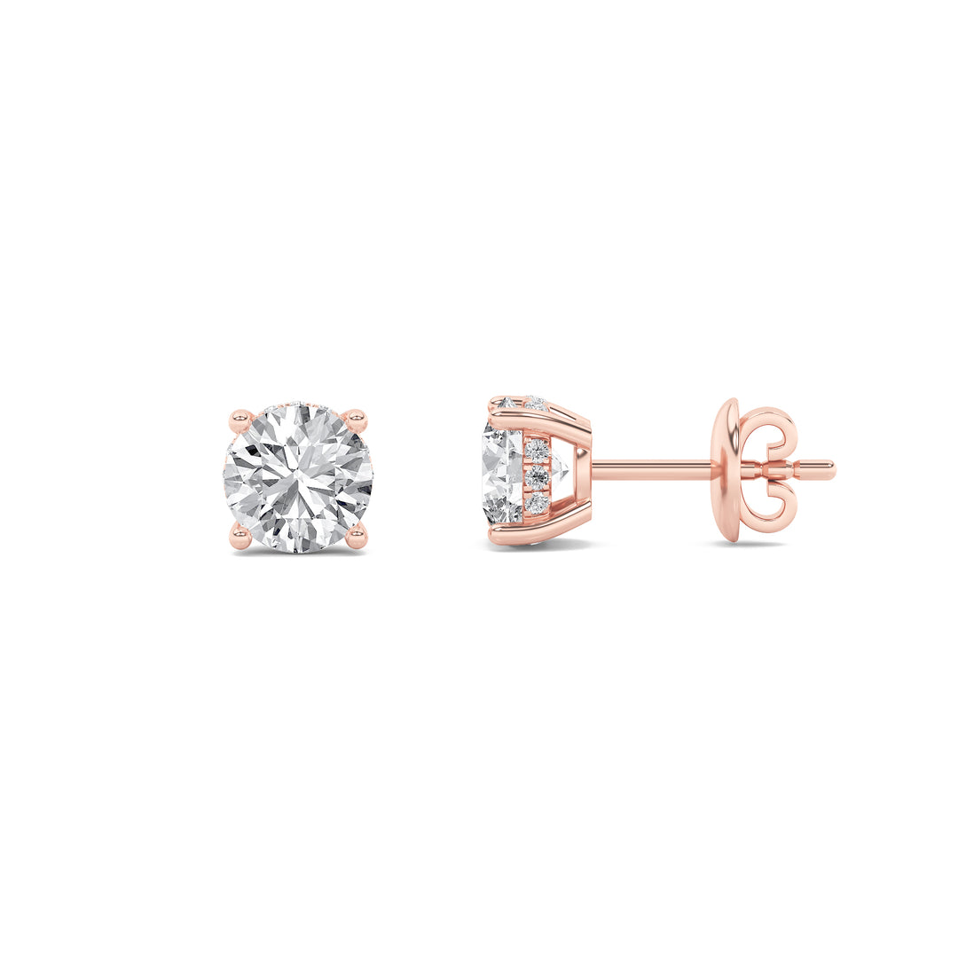 14K Rose Gold 5ctw Lab Diamond Stud Earrings