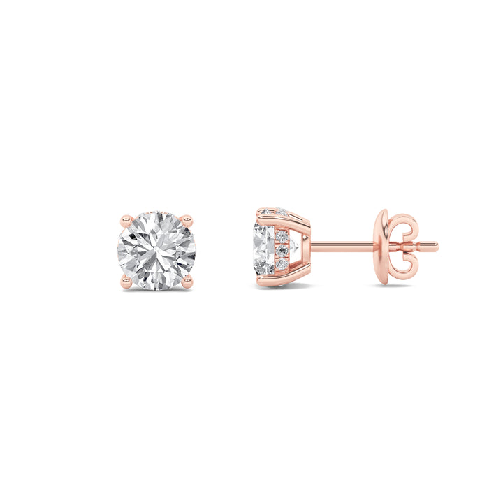 14K Rose Gold 5ctw Lab Diamond Stud Earrings