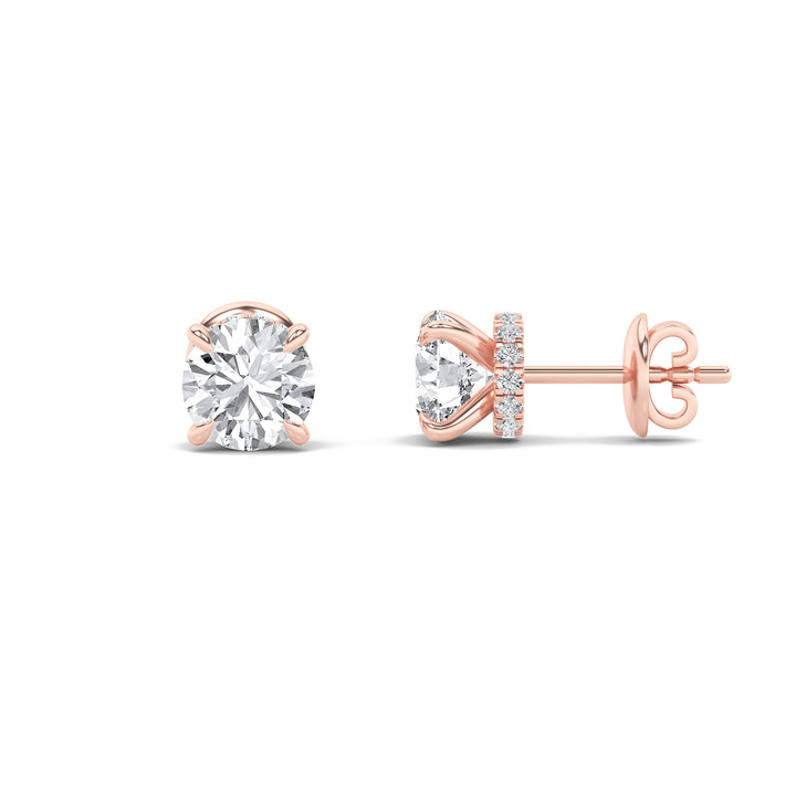 14K Rose Gold Lab Diamond Stud Earrings 5ctw