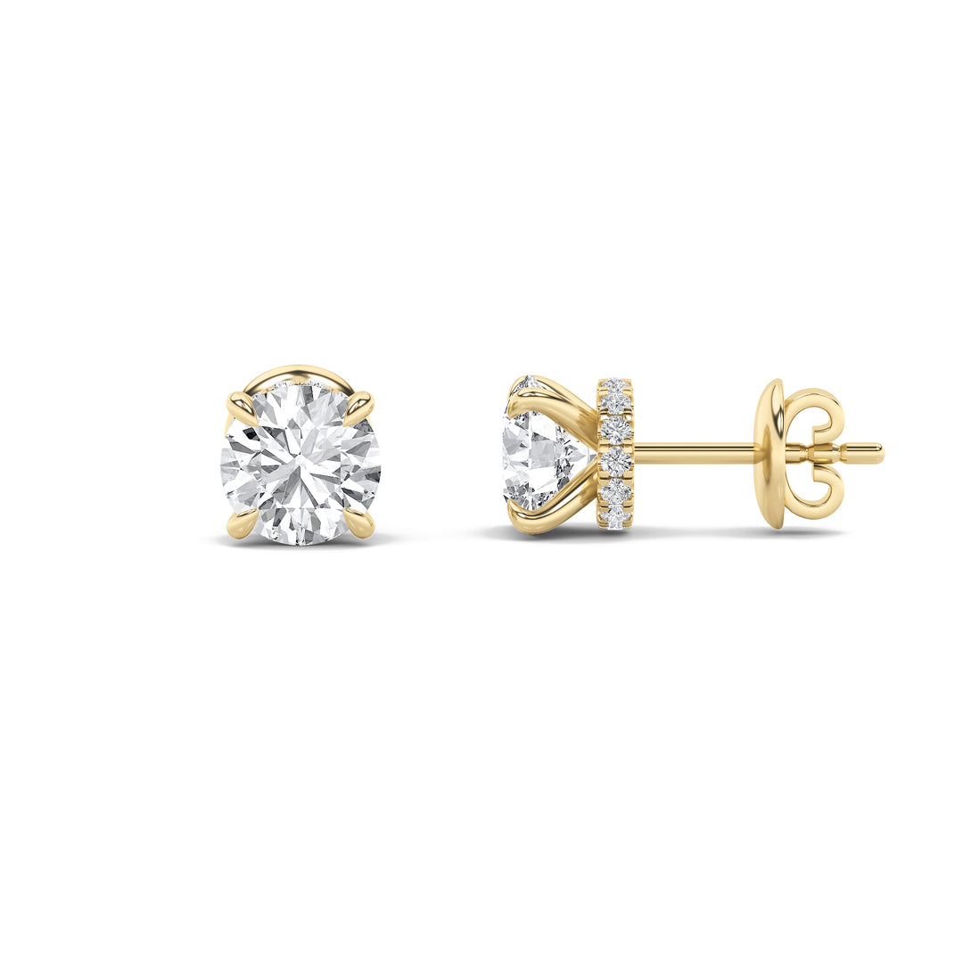 14K Yellow Gold 2ctw F-VVS Lab Diamond Stud Earrings