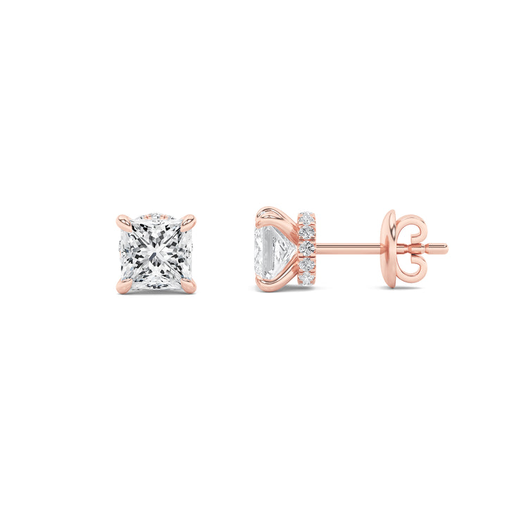 14K Rose Gold Pink Lab Diamond Earrings 5.2ctw