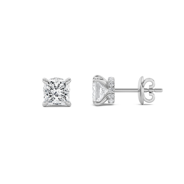 14K White Gold 5.1ctw Lab Diamond Princess Earrings