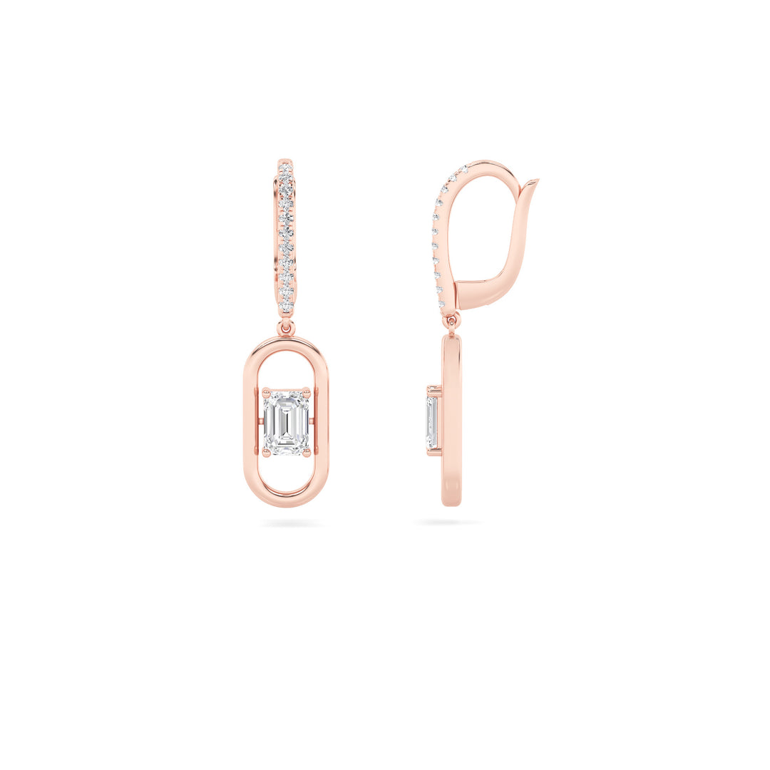14K Rose Gold 1.2ctw Emerald Lab Diamond Studs