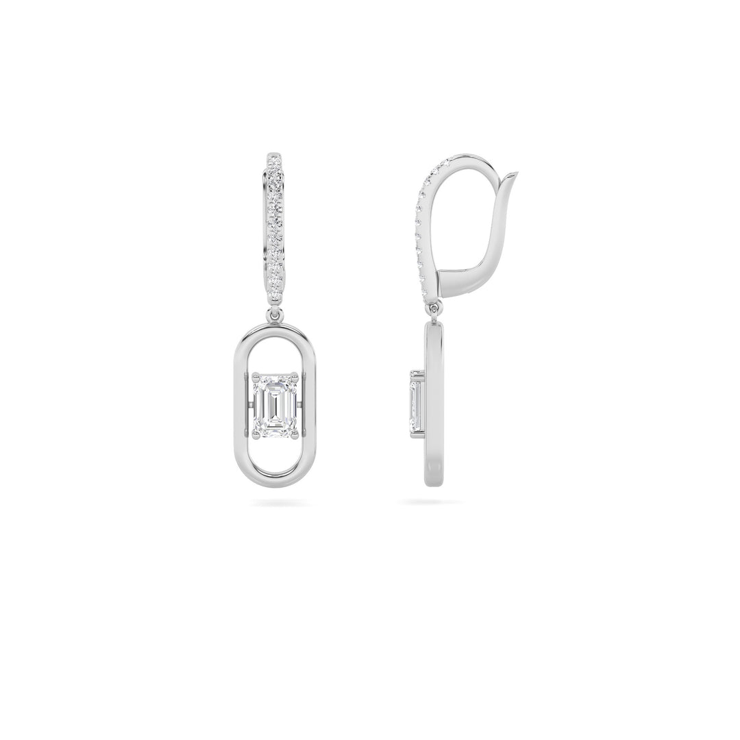 14K White Gold 1.2ctw Lab Diamond Emerald Stud Earrings