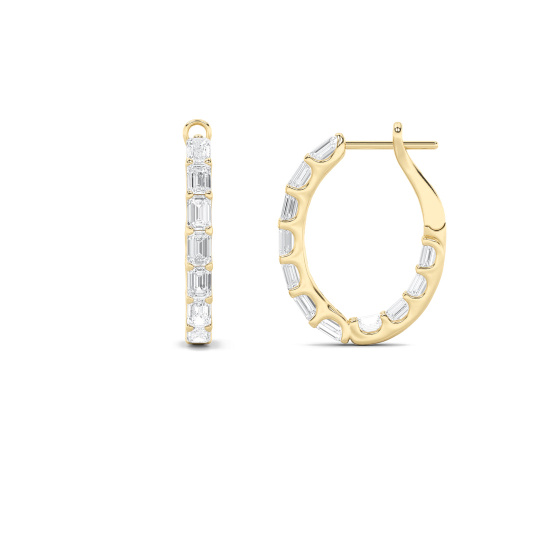 14K Yellow Gold 4.7ctw Lab Diamond Emerald Stud Earrings