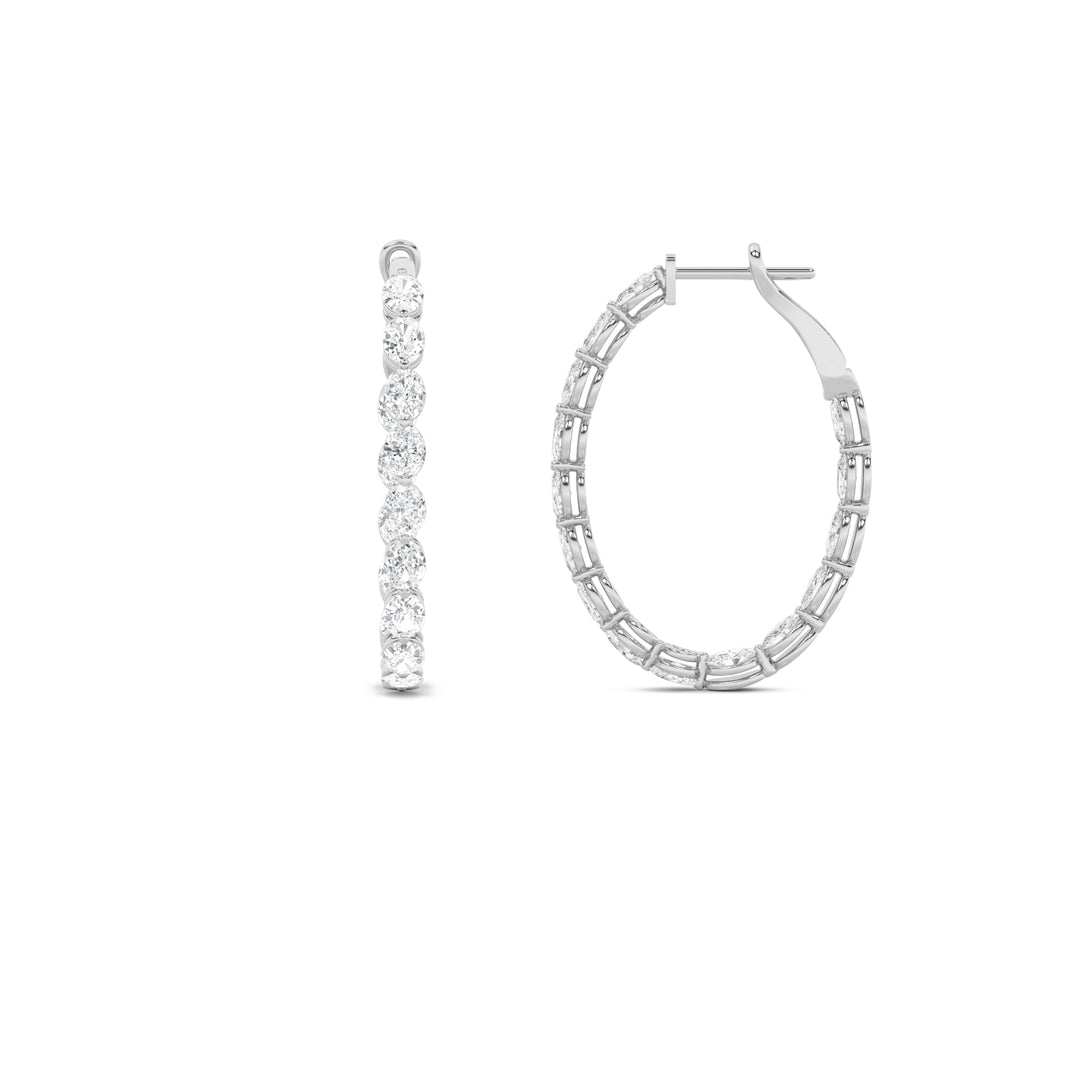 14K White Gold 6ctw Lab Diamond Oval Stud Earrings