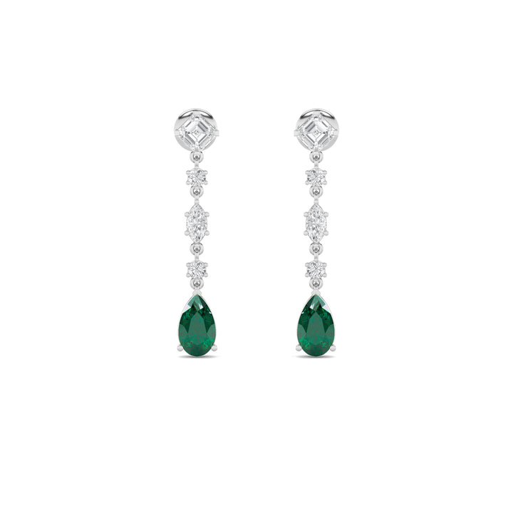 14K White Gold 8ctw Blue Lab Diamond Pear Asscher Earrings
