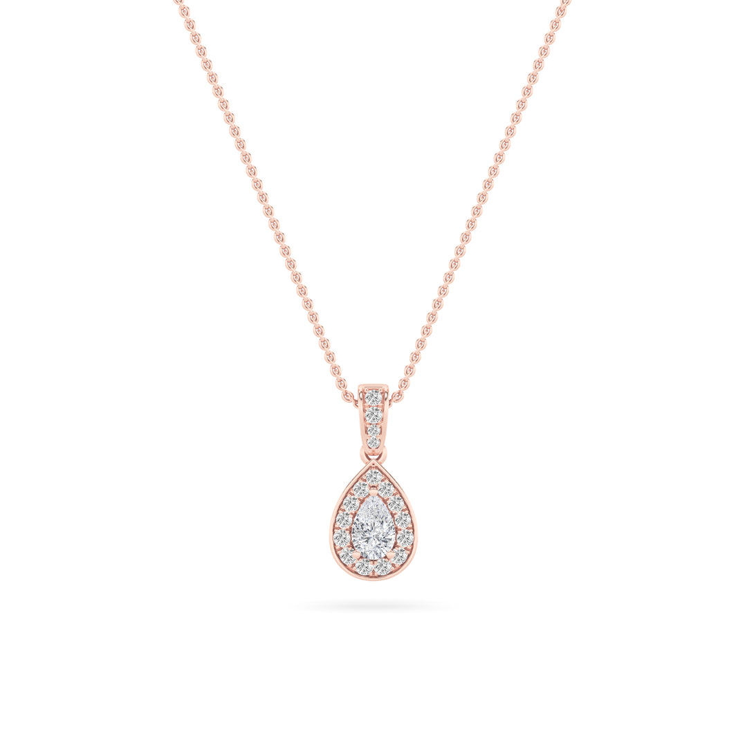 14K Rose Gold 0.8ct Lab Diamond Halo Pendant