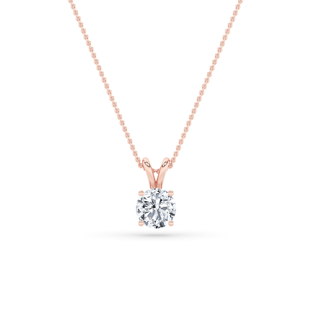 14KR 3ct Lab Diamond Solitaire Pendant F+VS+
