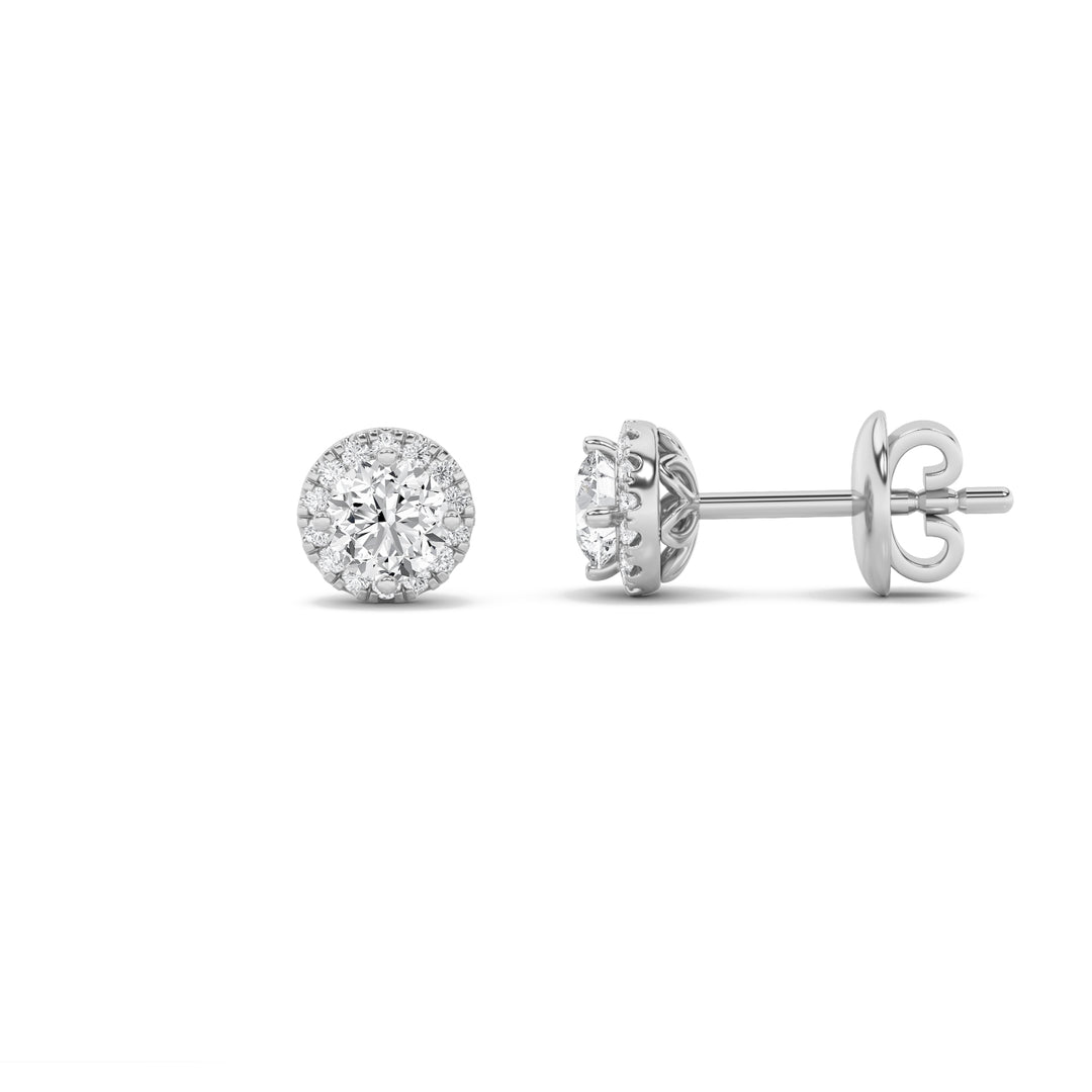 14KW 2ct Lab Diamond Halo Stud Earrings