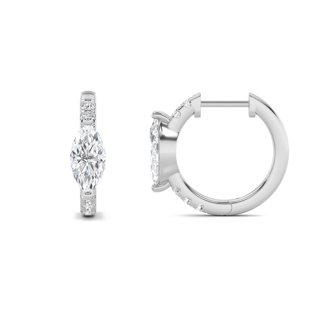 14KW 1.5ct Marquise Lab Diamond Huggie Earrings