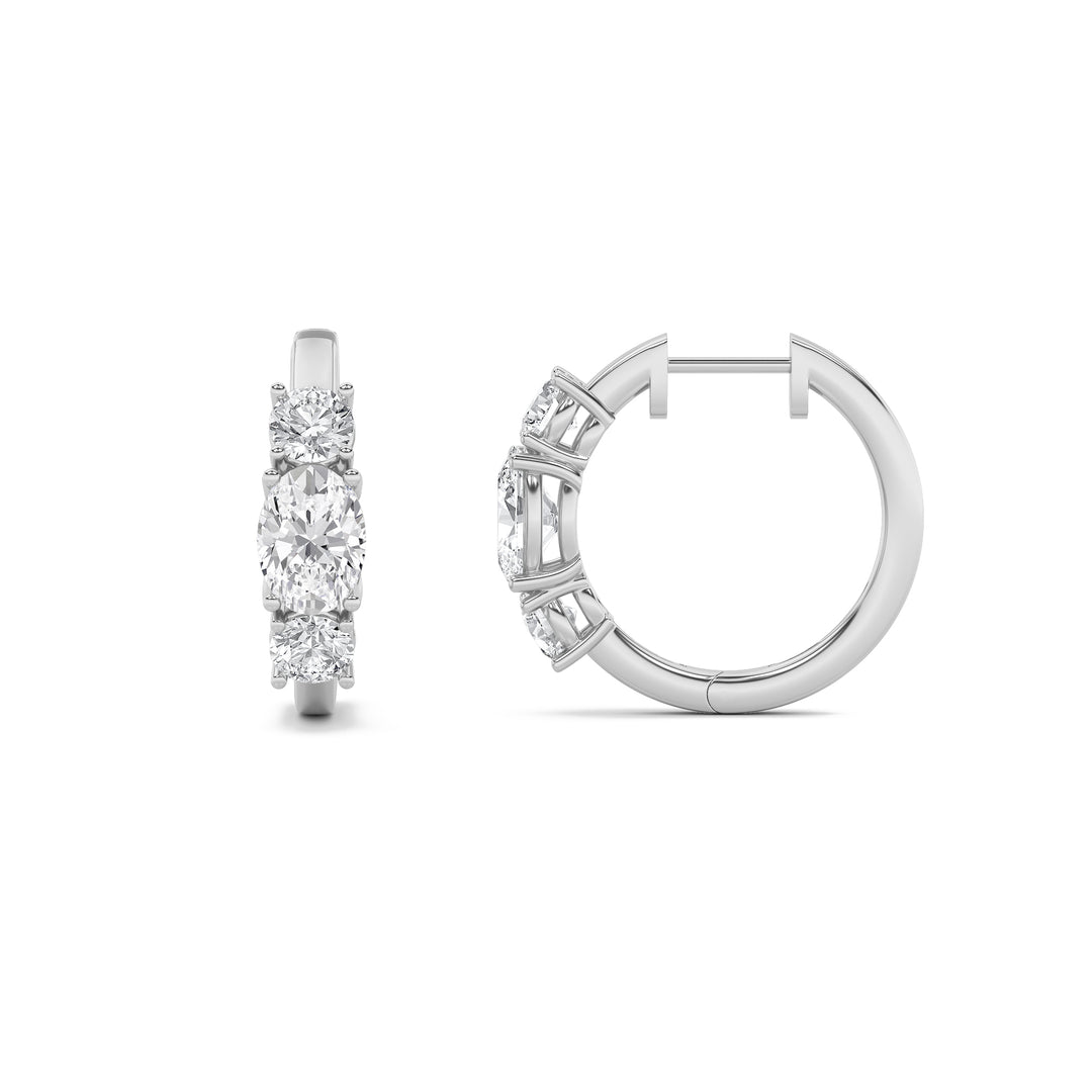 14KW Lab Diamond Oval Huggie Earrings 2.5ctw