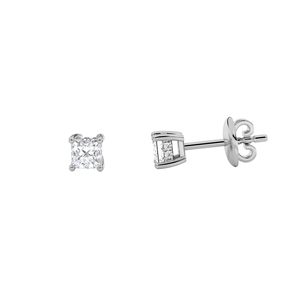 14K White Gold 3ctw Lab Diamond Princess Earrings