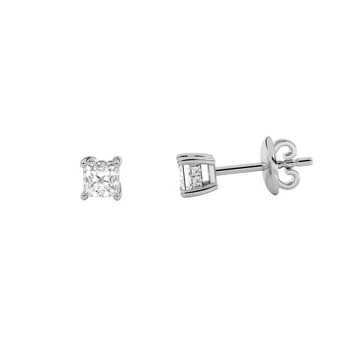 14K White Gold 3ctw Lab Diamond Princess Earrings