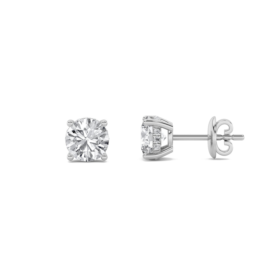 14KW 5ctw Lab Diamond Stud Earrings F+VS+ Premium