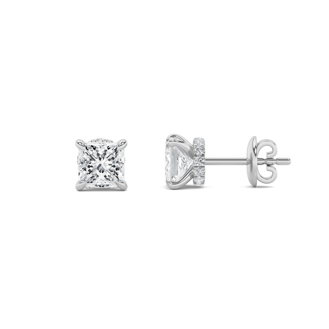 14KW 3ctw Lab Diamond Stud Earrings F+VS+