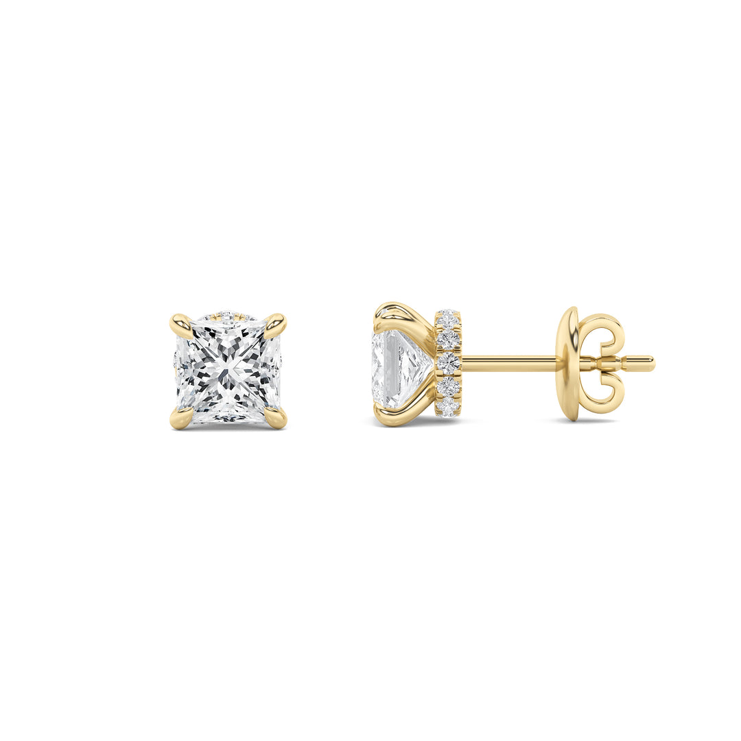 14KY 3ctw F+VS+ Lab Diamond Halo Earrings