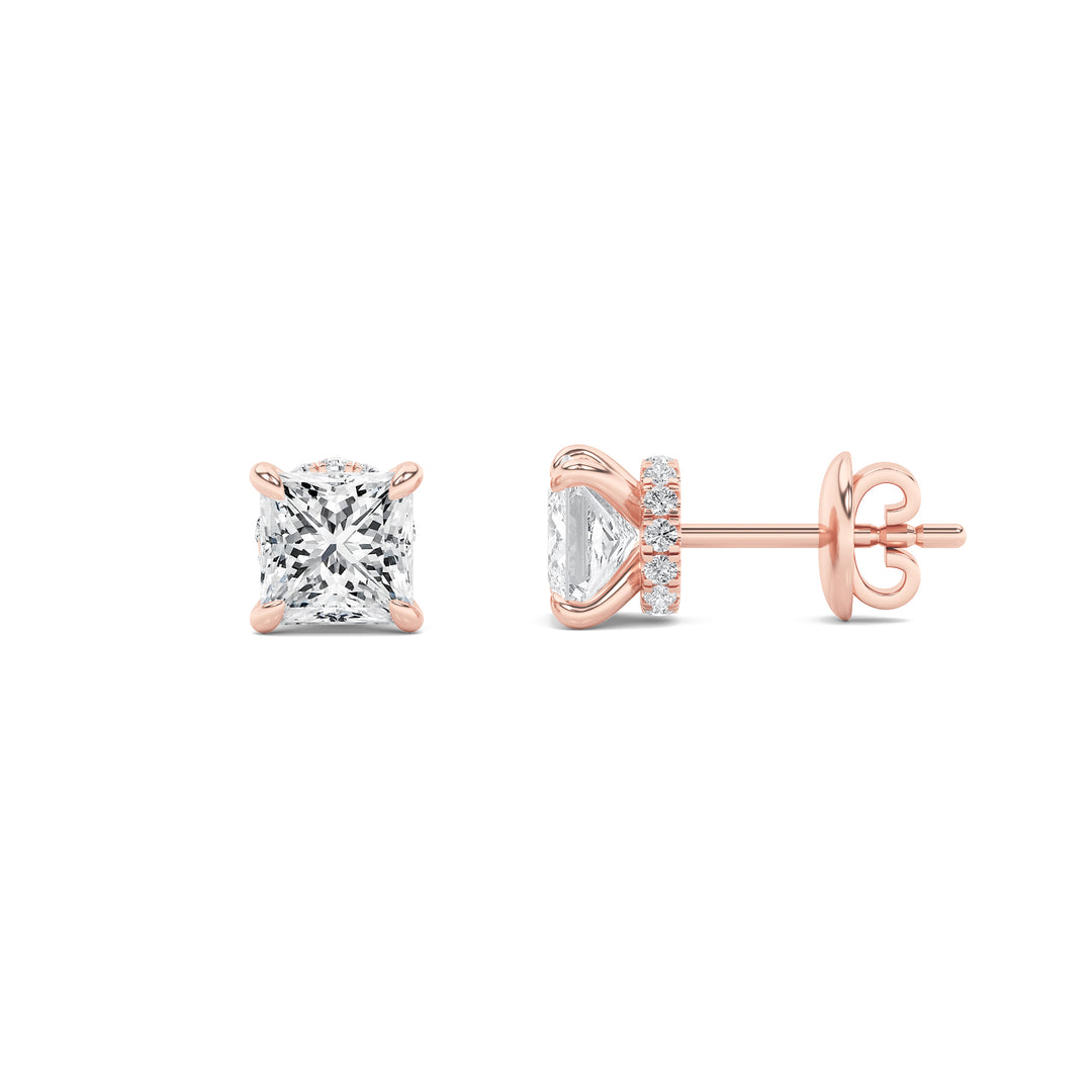 14K Rose Gold 3ctw Lab Diamond Stud Earrings F+VS+