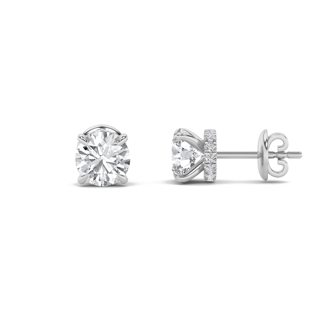 14KW 2.31ct Lab Diamond Stud Earrings F+VS+ Quality