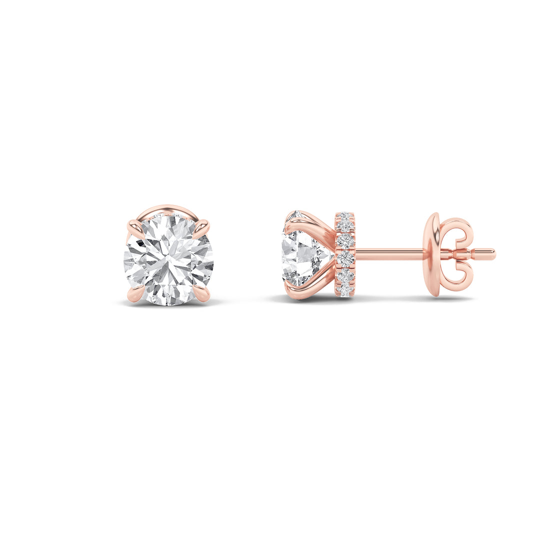 14KR 3ctw Lab Diamond Stud Earrings F+VS+