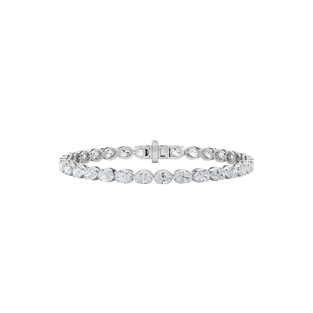 14K White Gold 5.5ctw Lab Diamond Oval Bracelet