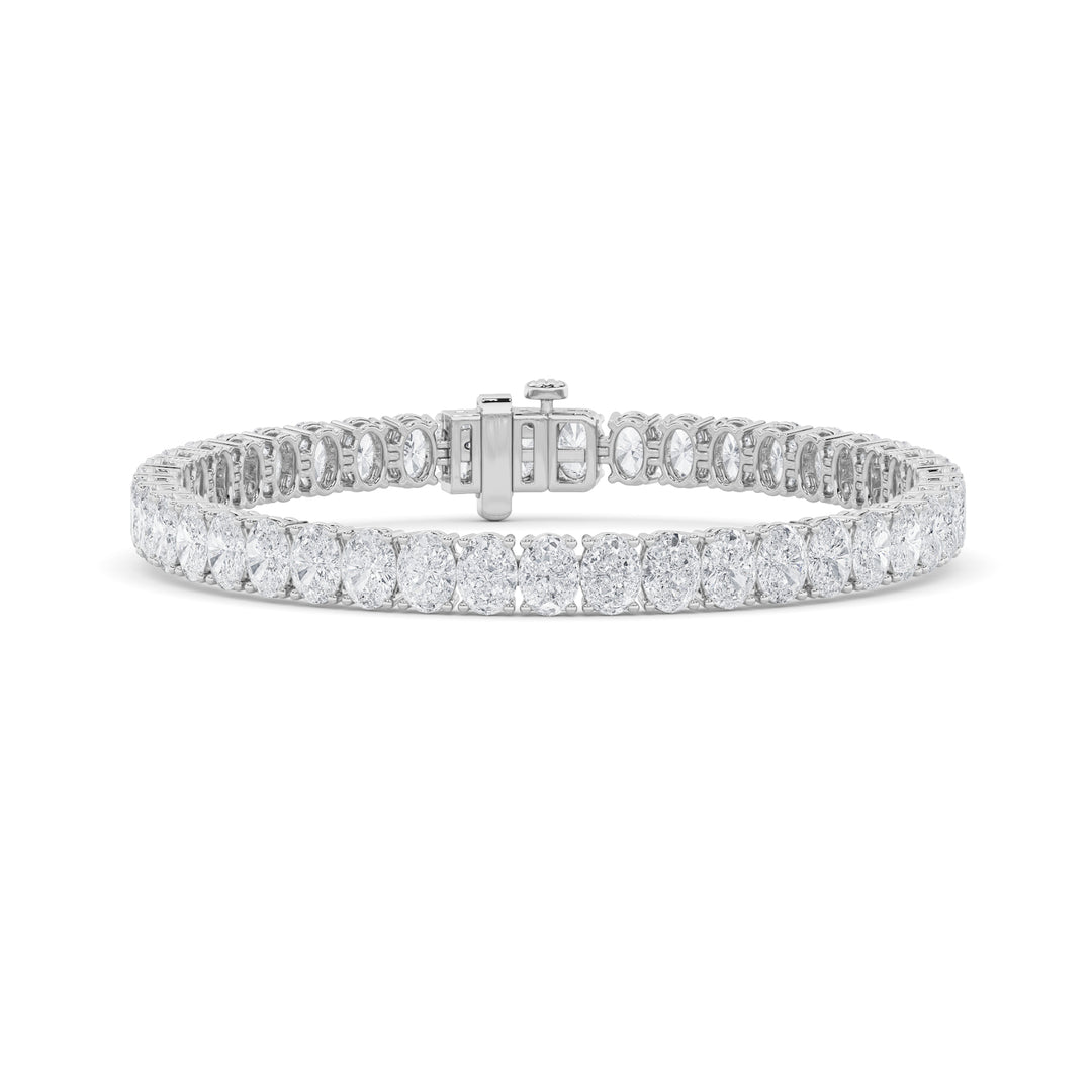14K White Gold 16.5ctw Lab Diamond Oval Tennis Bracelet
