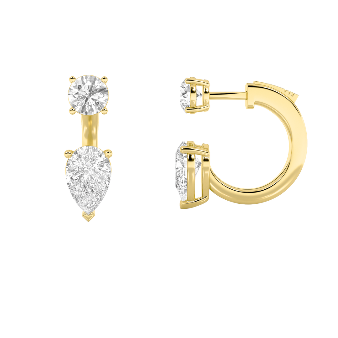 14K Yellow Gold 3.5ctw Pear Lab Diamond Earrings