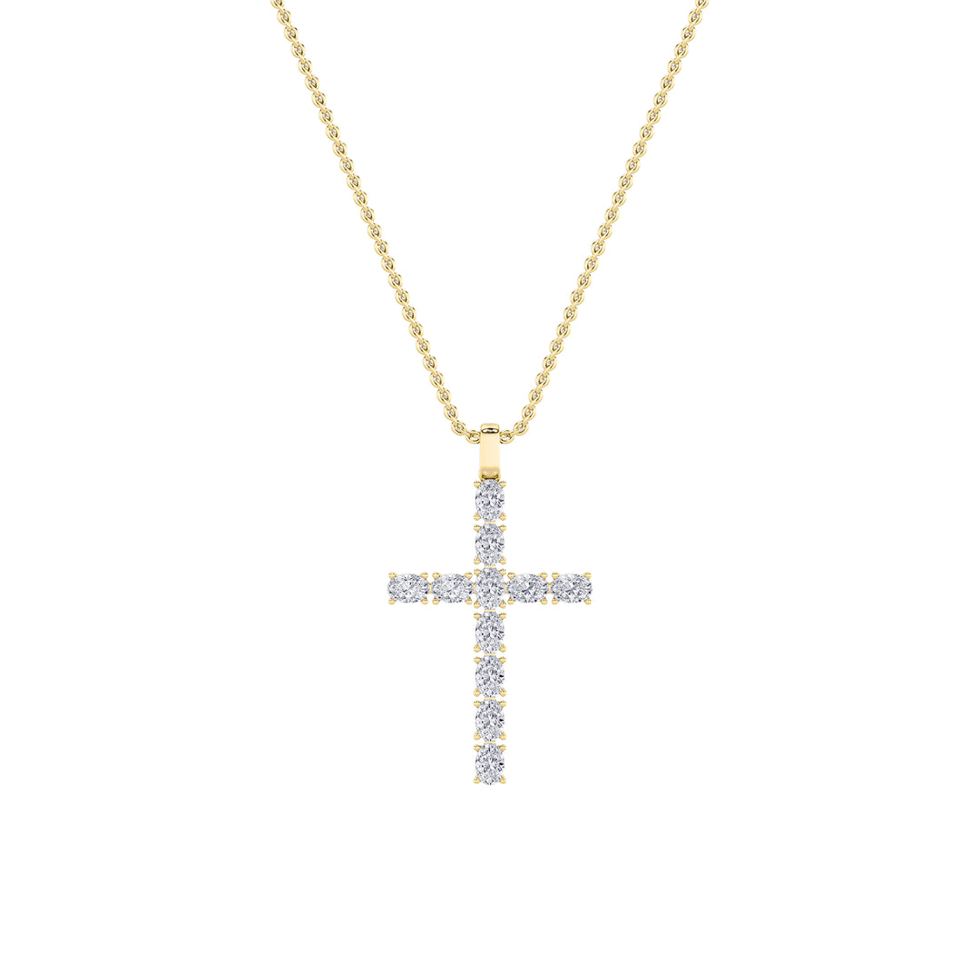 14KY 2.1ct Lab Diamond Oval Religious Pendant
