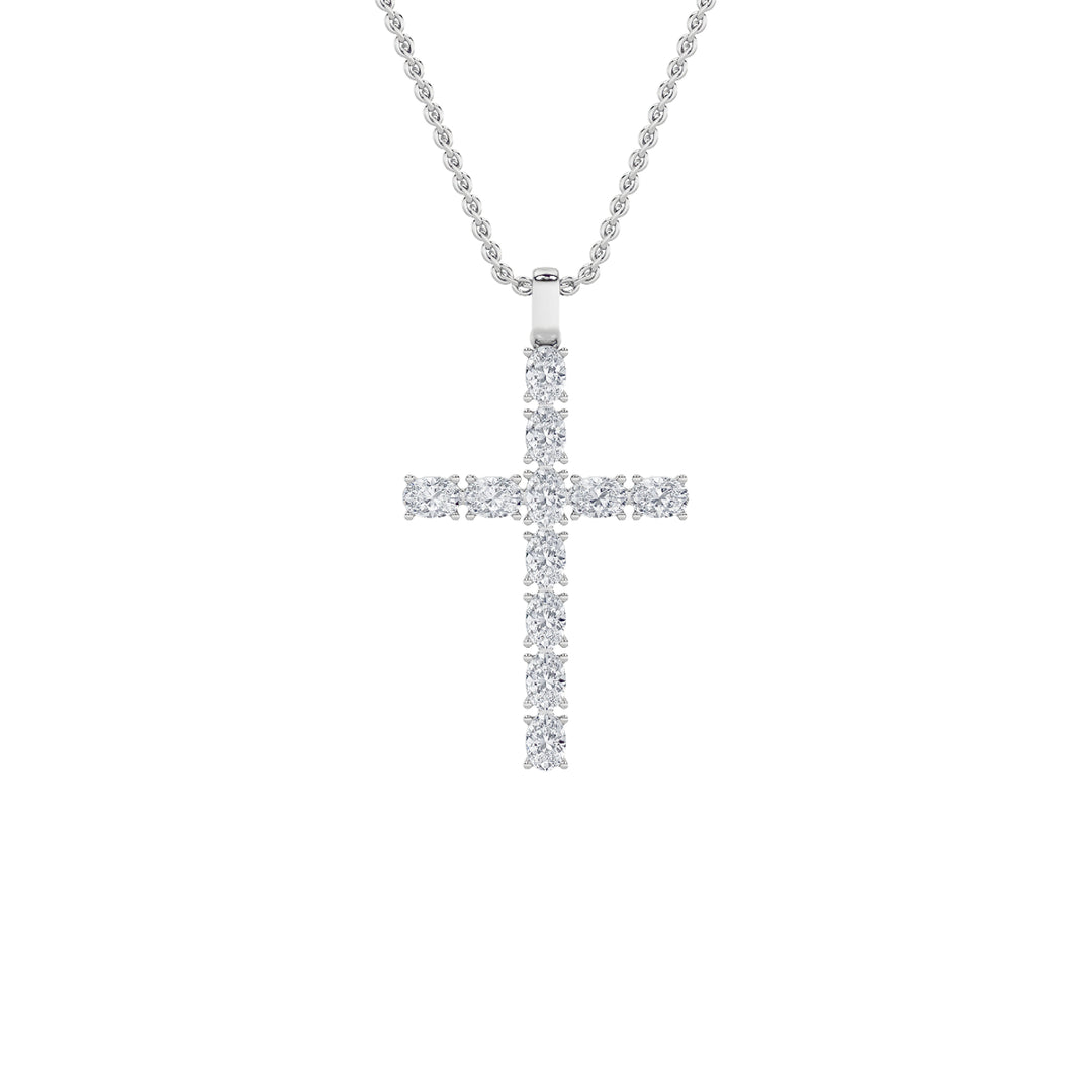 14KW 2.1ct Lab Diamond Oval Religious Pendant
