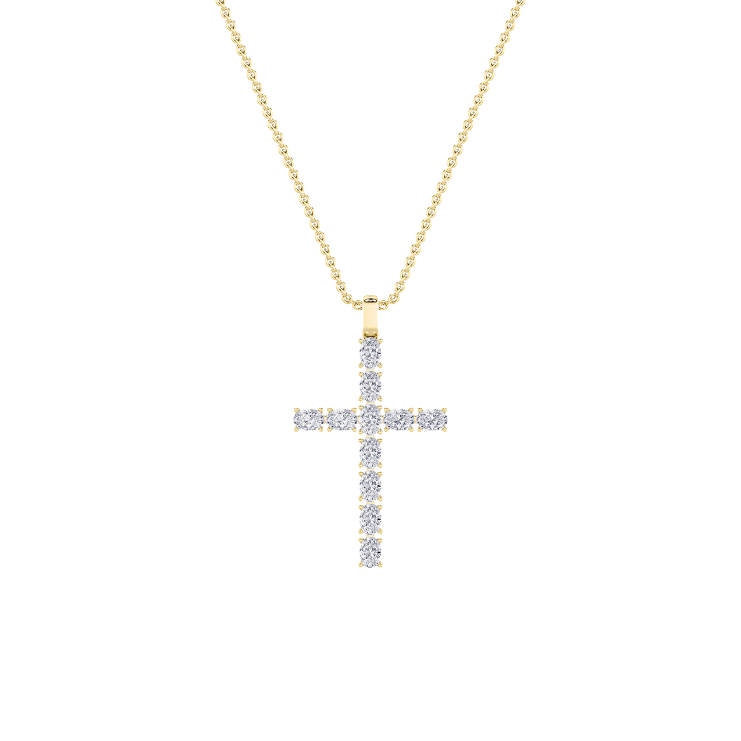 14K Yellow Gold Lab Diamond Pendant 2.1ctw Oval Center