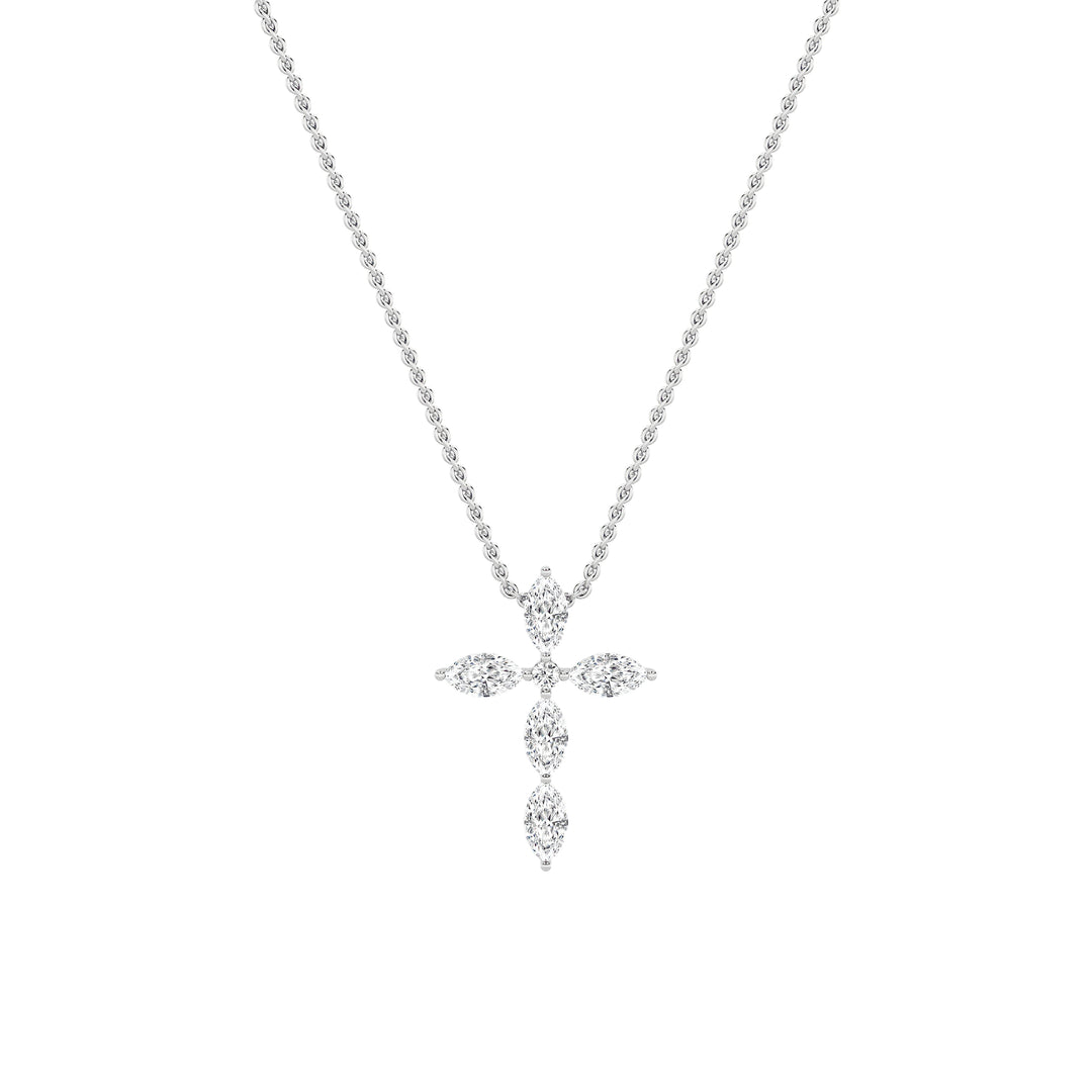 14KW 2ct Lab Diamond Religious Marquise Pendant