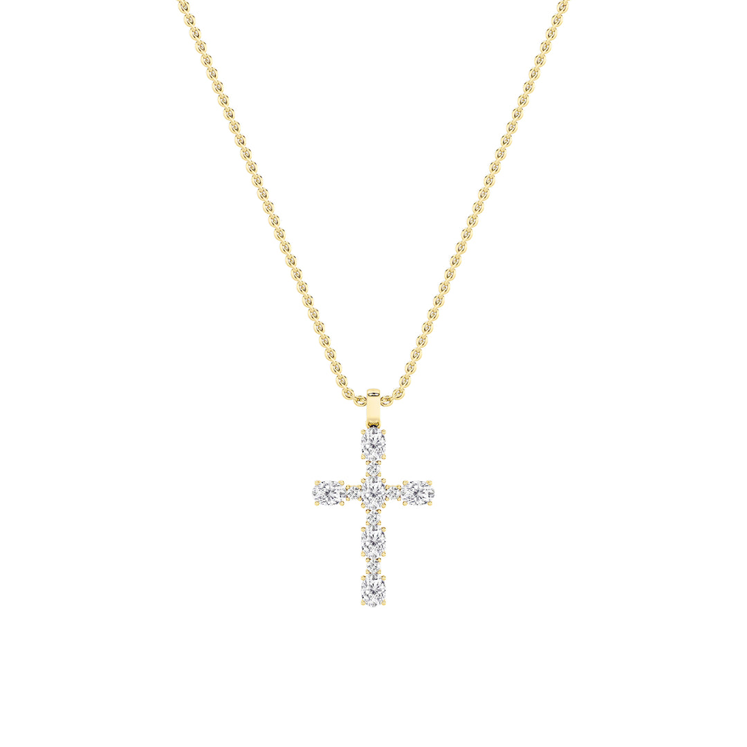 14KY 2ct Lab Diamond Oval Religious Pendant
