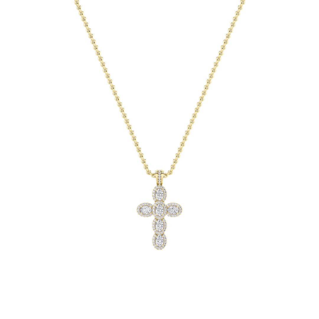14KY 3ct Oval Lab Diamond Religious Pendant