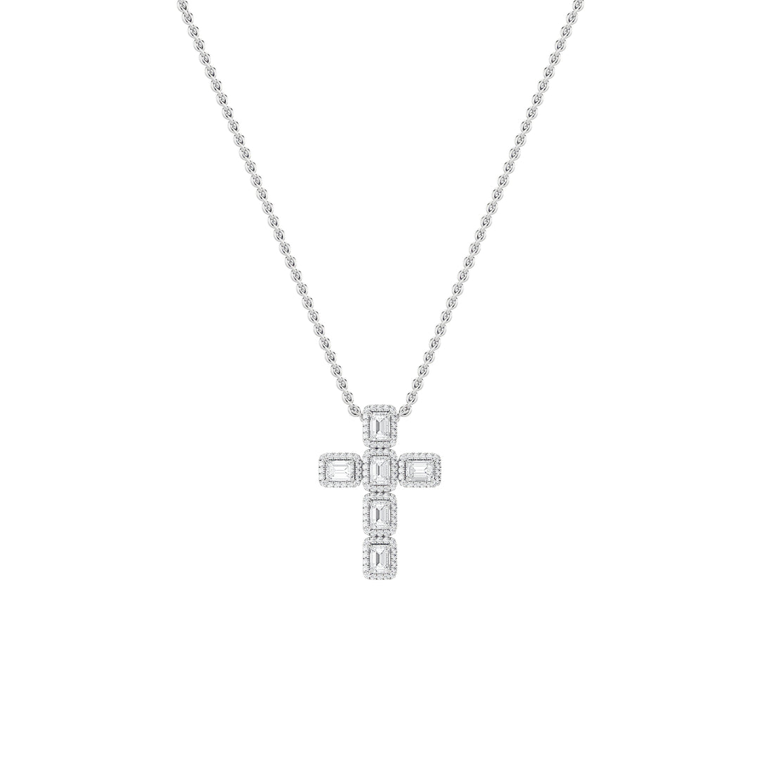 14K White Gold 3ct Lab Diamond Religious Pendant