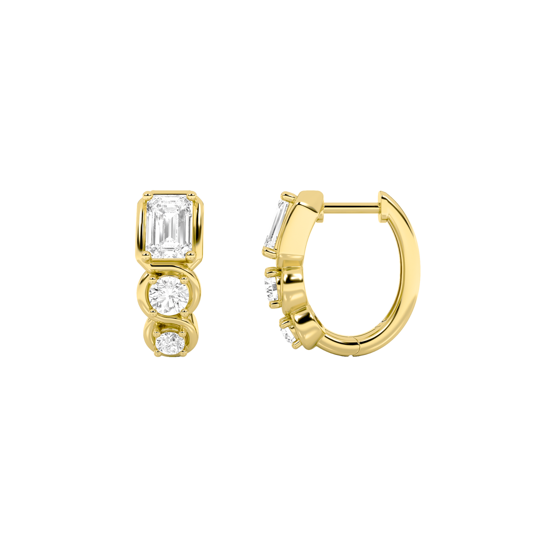 14K Yellow Gold 2.5ctw Lab Diamond Emerald Earrings
