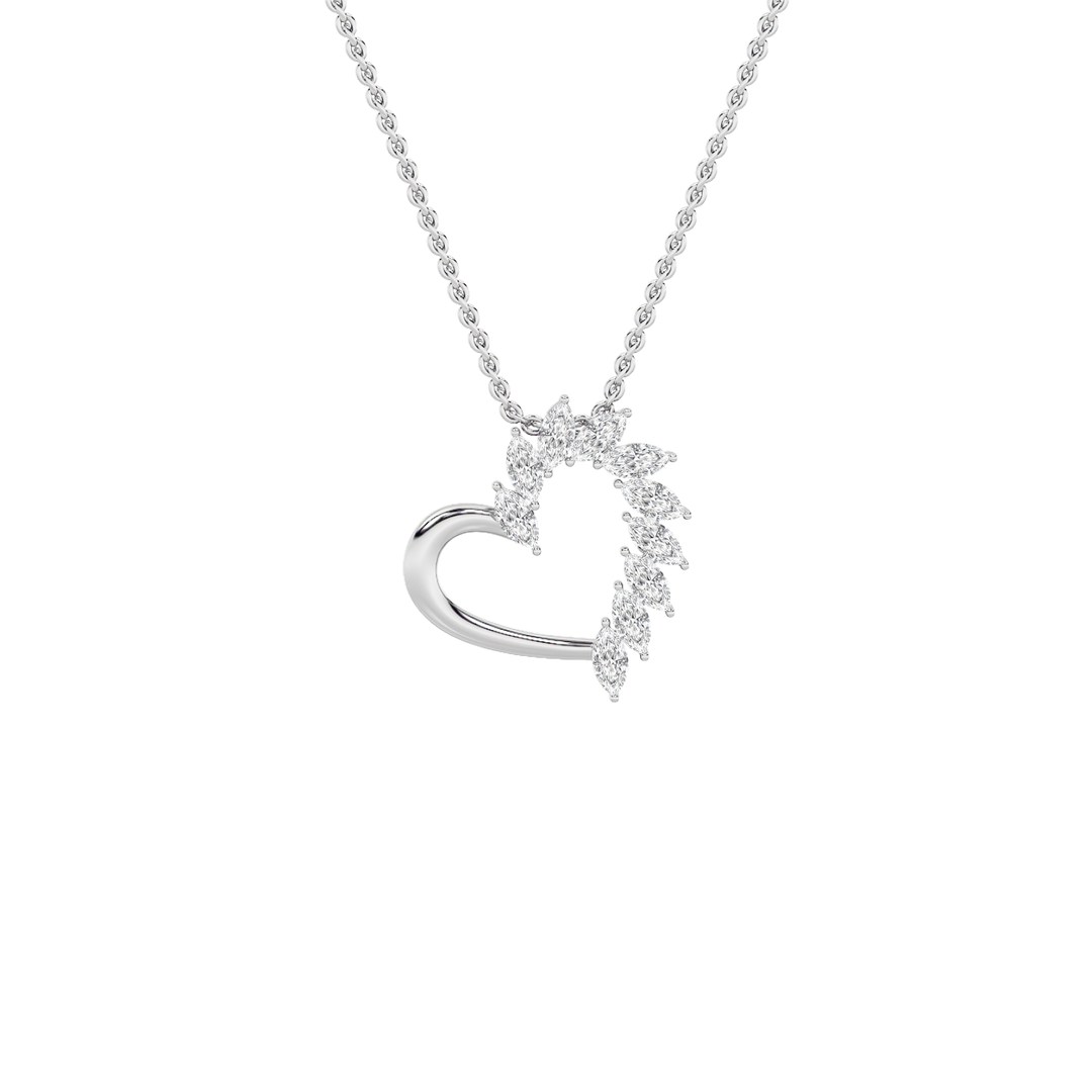 14KW 2.1ct Lab Diamond Marquise Pendant