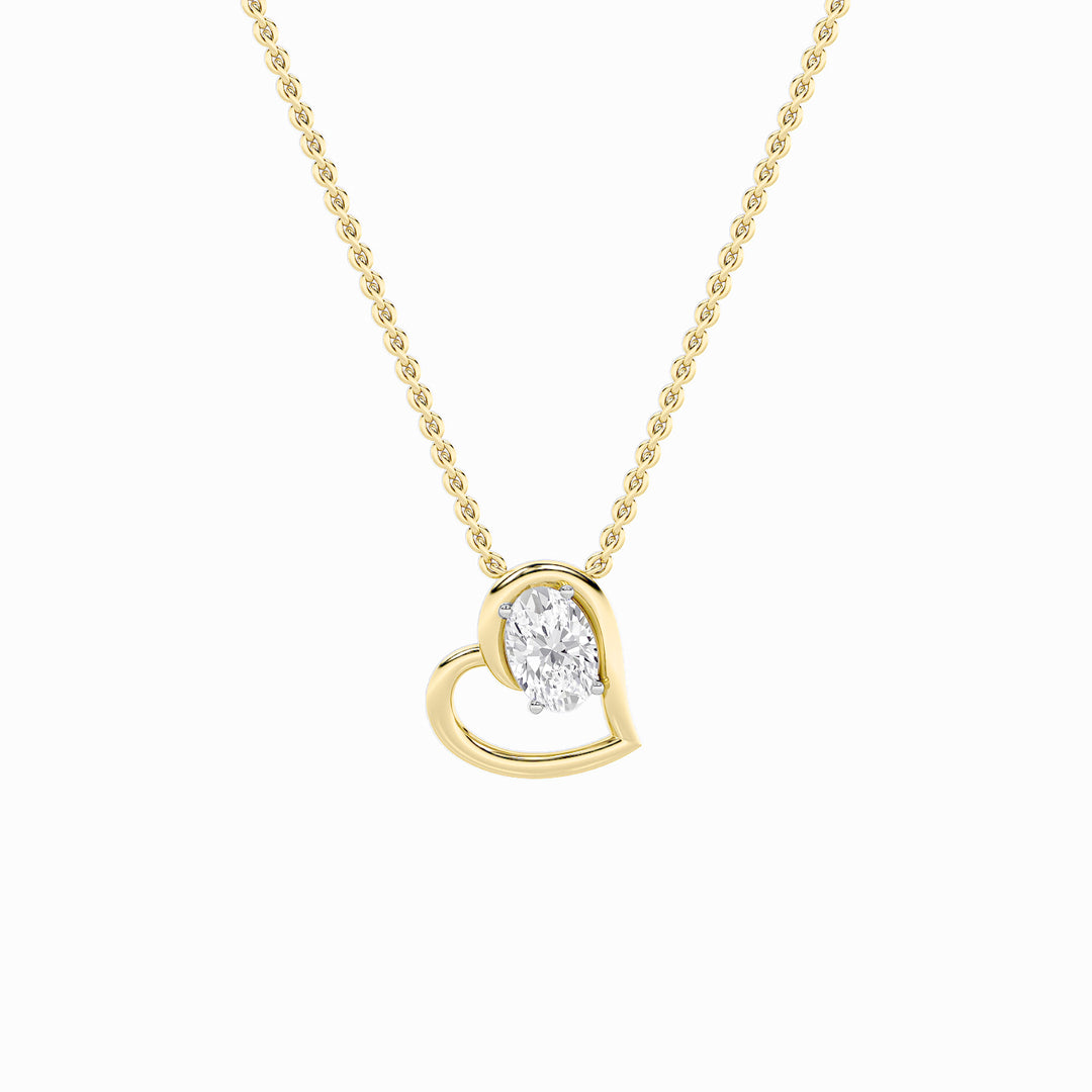 14K White Gold 2ct F+ Lab Diamond Oval Solitaire Pendant