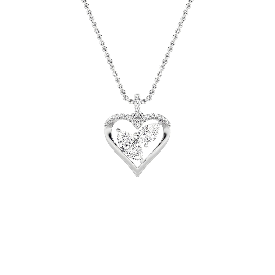 14KW 2.6ctw Pear Marquise Lab Diamond Pendant