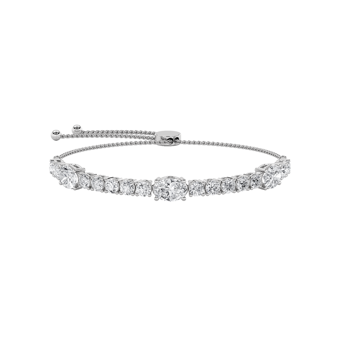 14K White Gold 5ctw Lab Diamond Oval Bracelet