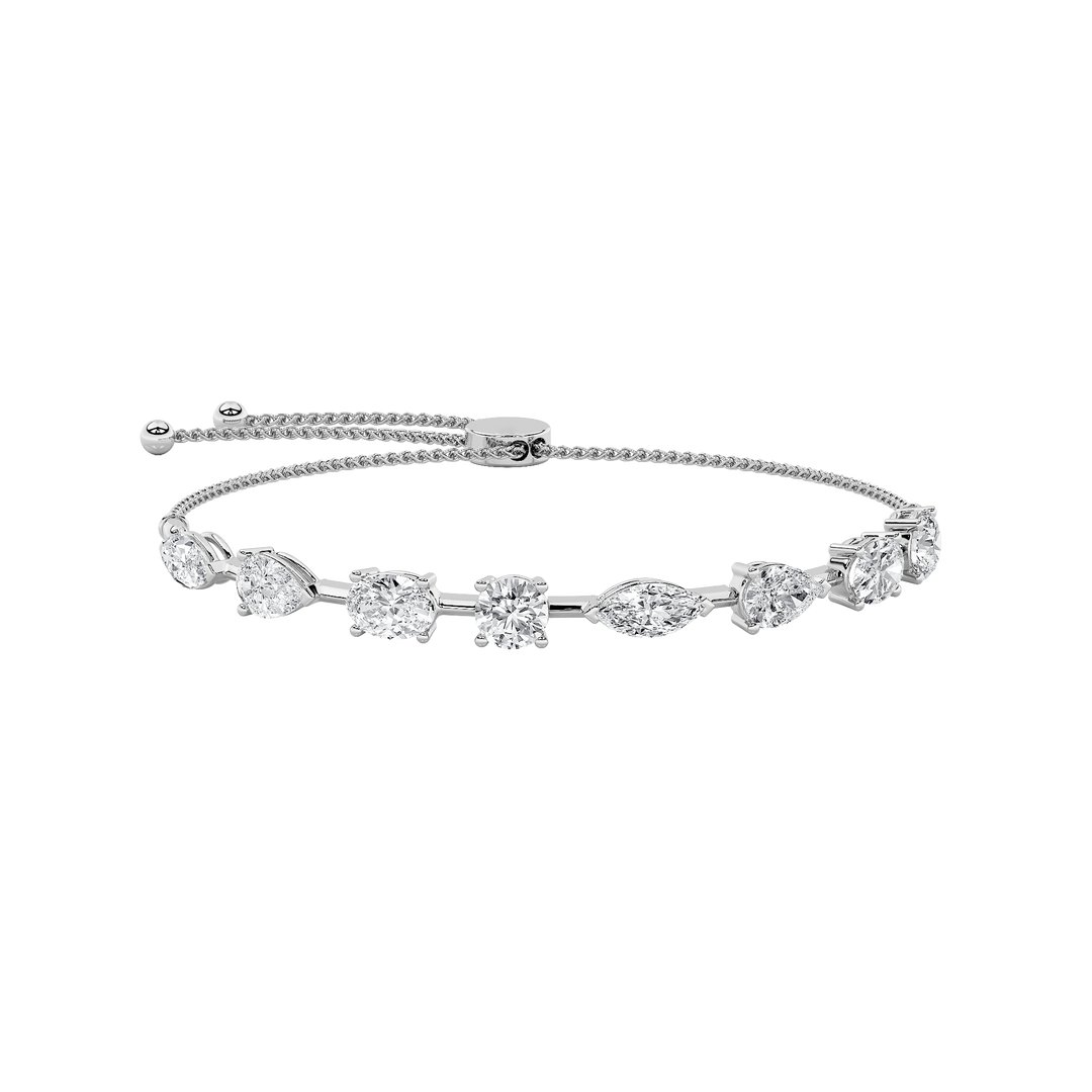 14KW 4ct Lab Diamond Tennis Bracelet Radiant Cut