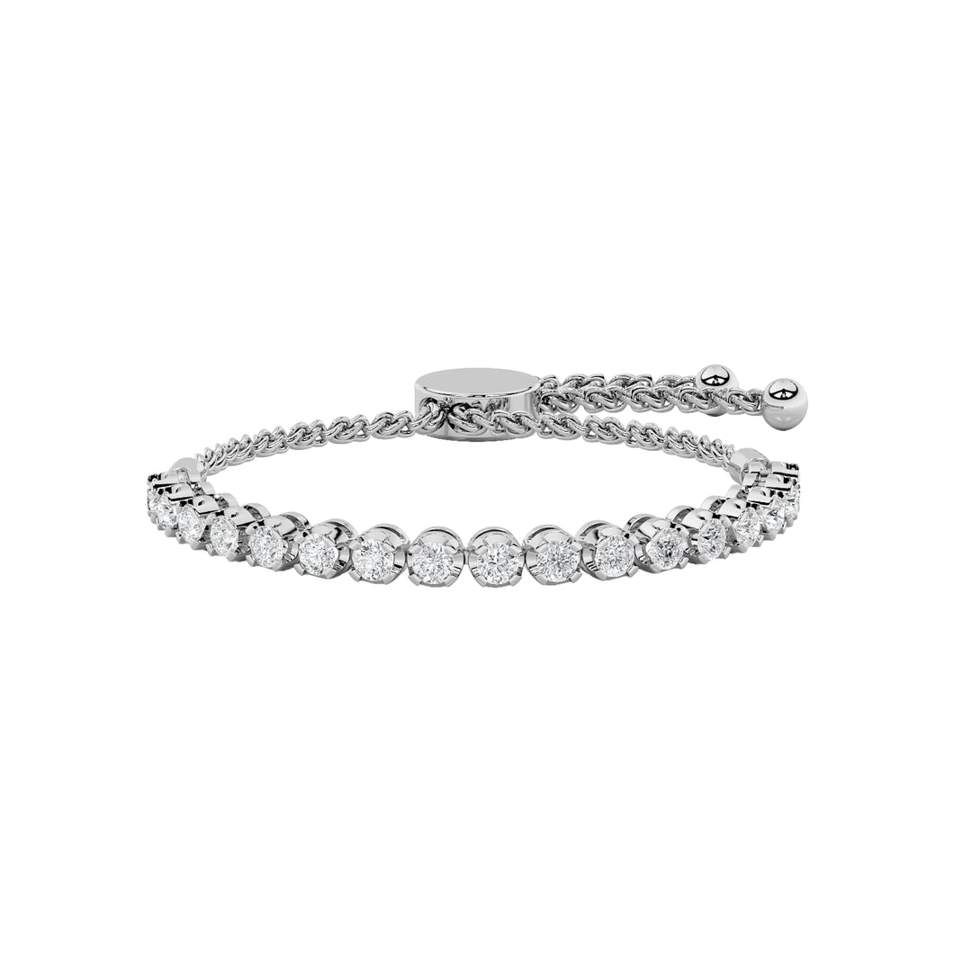14KW 2.5ct F+VS Lab Diamond Tennis Bracelet