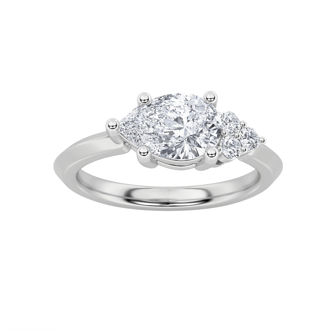 14KW 1.1ct Lab Diamond Three-Stone Engagement Ring