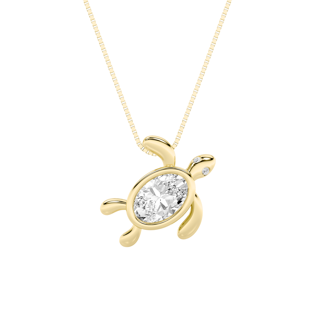 14KY 1.5ct Lab Diamond Oval Pendant