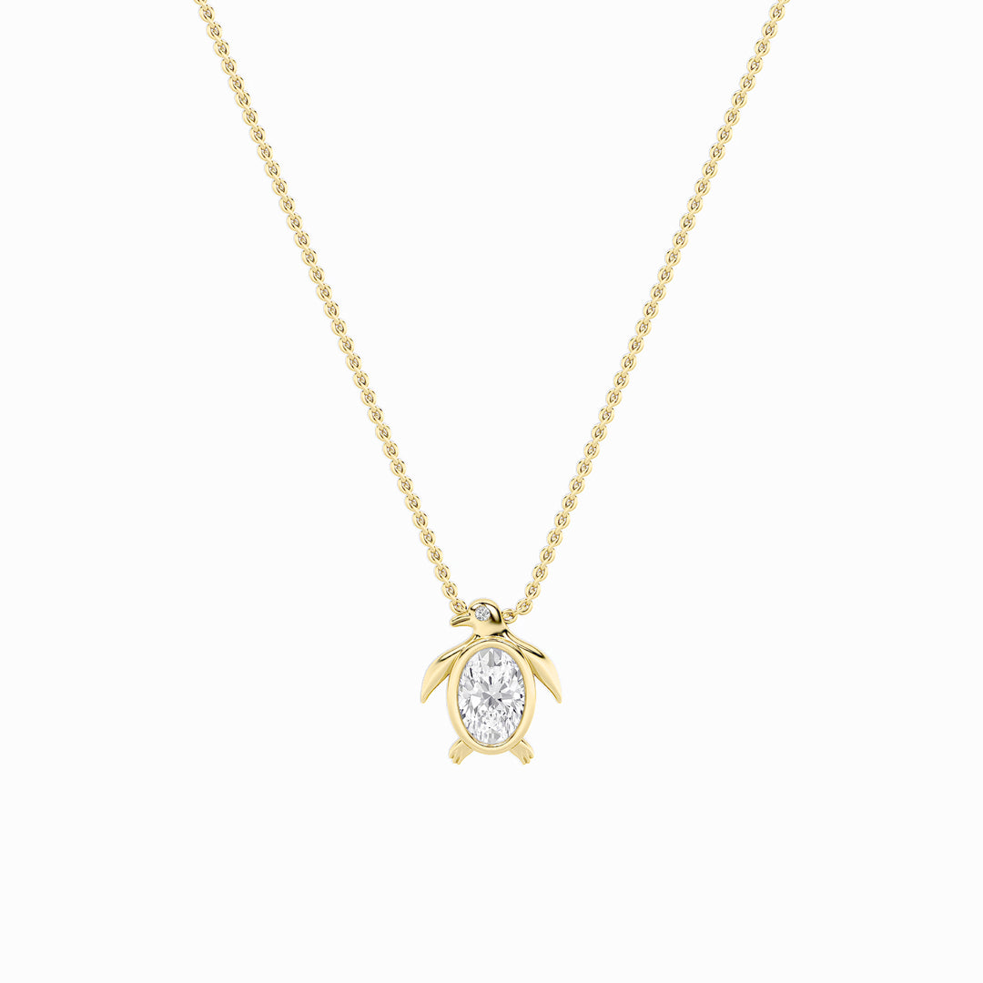 14KW 1ct Lab Diamond Oval Pendant Necklace
