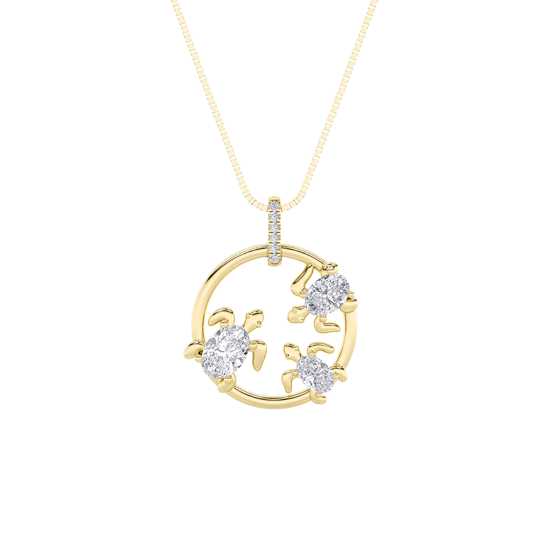 14KY 2CT Lab Diamond Oval Pendant F+ VS+ Center Stone