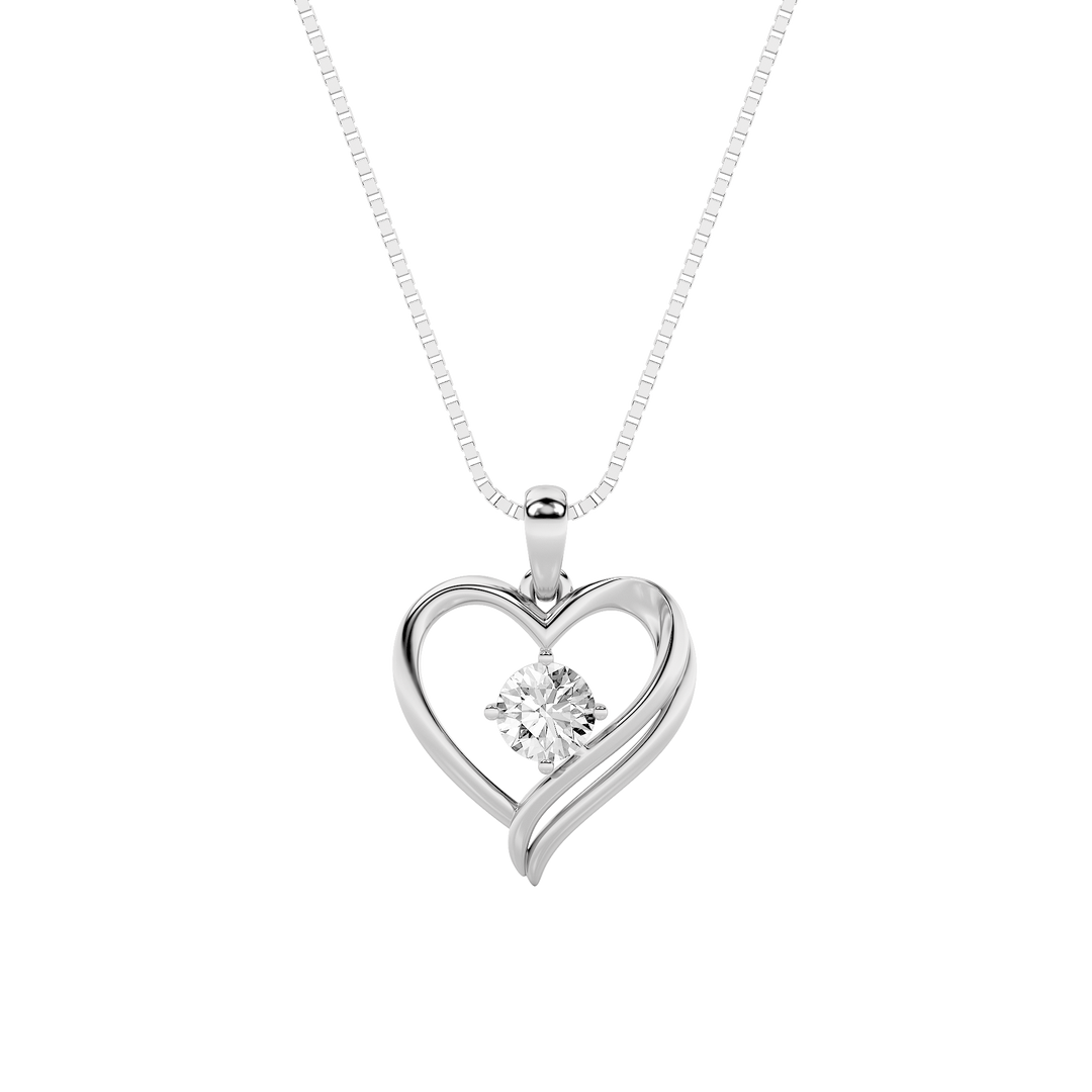 14K White Gold 1ct Lab Diamond Solitaire Pendant
